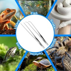2 Pcs Reptile Feeding Tongs, 10.6IN Straight & Curved Extra Long Tweezers, Pr…