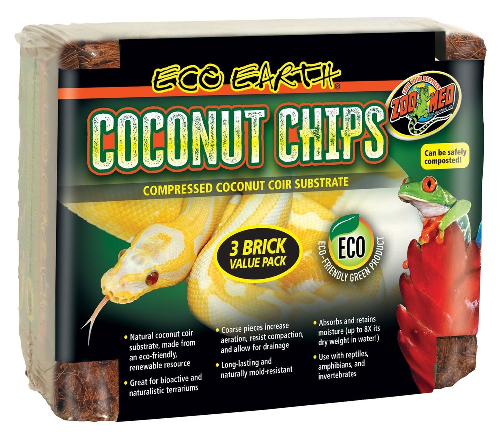 Zoo Med Eco Earth Coconut Chips Select Size:: 3 Brick