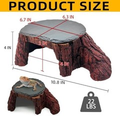 Bearded Dragon Basking Platform,Reptile Hide Cave with Heat Storage Slate Rock,L