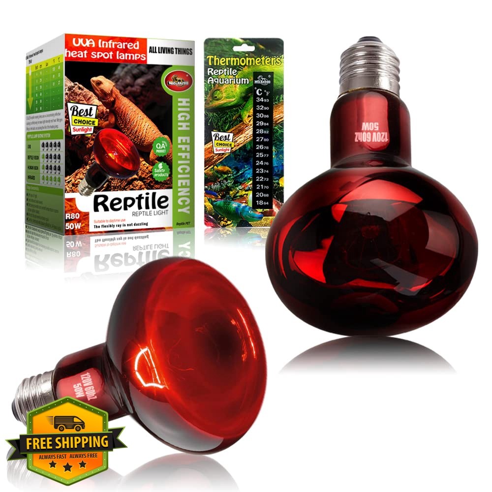 MCLANZOO 2 Pack 50W Reptile Heat Lamp Red