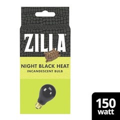 Zilla Night Black Incandescent Bulb 150 Watts For Reptiles Ambient Heat Light