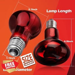 MCLANZOO 2 Pack 50W Reptile Heat Lamp Red
