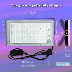 Glostars 100W LED UV Black Light, Powerful 100W-2P, glossy black