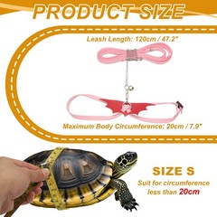 Tortoise Leash Harness with Bell Wings, ( Leather, Small, Pink/Bright Red )
