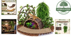 9-Piece Reptile Tank Accessories Set with Plants, Hammock, and Flexible Bridge