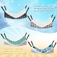 4 Pack Cat Hammock for Cage, Reversible Cat Hanging Hammock Soft Double Sided…
