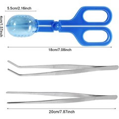 3-in-1 Reptile Feeding Tongs with Bug Scooper and 2 Tweezers for Bearded Dragon