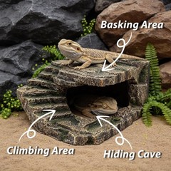 Extra Large Resin Reptile Cave Hideout, Rock-Style Basking Platform, Aquarium…