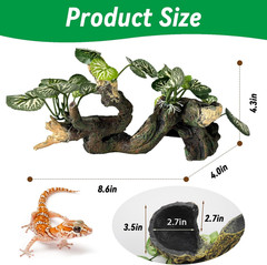 Branches for Reptiles,Crested Gecko Resin Climbing Tree Branch with Hideout Cave