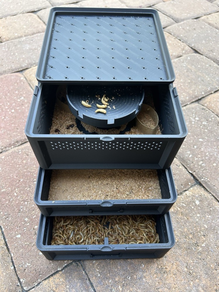 Mealworm Farm/Habitat/Breeding Boxes (3-Tier System)