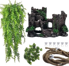 Reptile Resin Castle Decoration,Bearded Dragon Habitat Accessories Crested Gecko