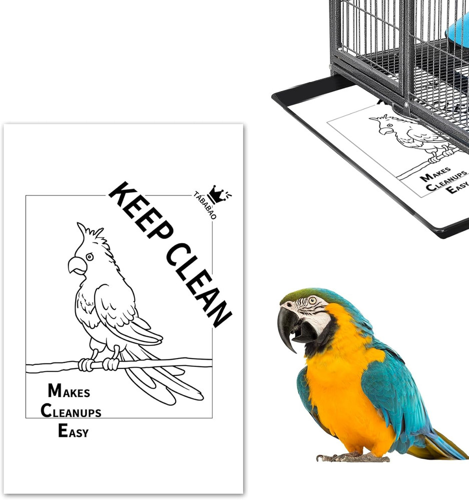 Bird Cage Liners, Bird Cage Paper Liners, 50Pcs Disposable Cage Liners, Pre-Cut