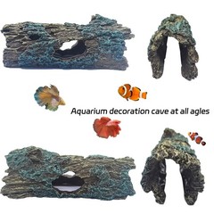 Resin Hollow Tree Trunk Log Reptile Hide Cave Fish Tank Ornament 7.3 Inch