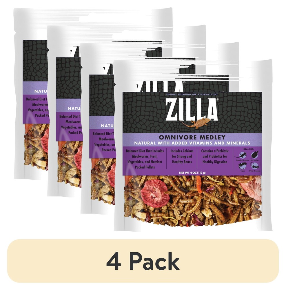 (4 pack) Zilla Omnivore Reptile Medley Complete Diet, 4 Ounces (1 Pack)