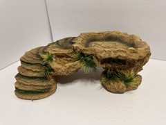 Turtle Reptile Basking Platform Hideout Resin Terrarium Resting Rock Hiding Cave