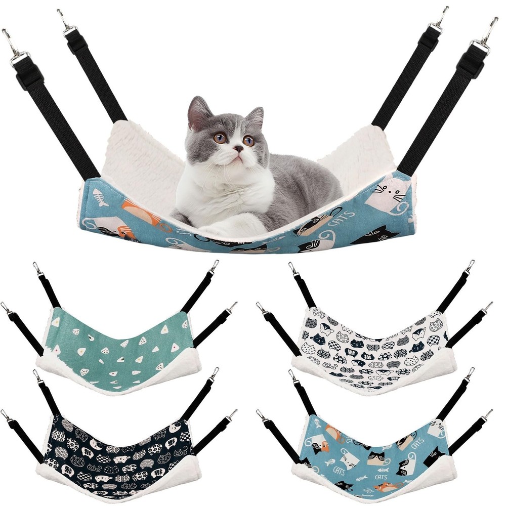 4 Pack Cat Hammock for Cage, Reversible Cat Hanging Hammock Soft Double Sided…