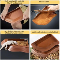 3PCS Tortoise Water Bowl Set with Ramp & Leaf – Reptile Bathing Pool & Food Dish