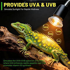 50W UVA UVB Reptile Light Bulb Heat Lamp Bulbs E26 Heat Lamp for Reptiles Amphib