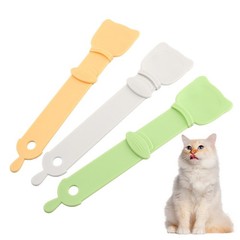 3PCS Cat Strip Feeder Spoon Cute Cat Head Lickable Treat Puree Dispenser