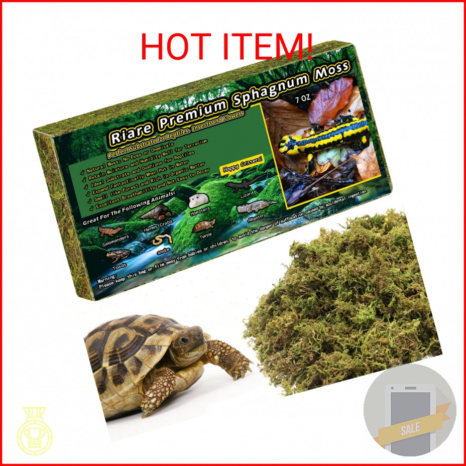 Riare 7 OZ Premium Sphagnum Moss for Reptiles- 10QT Natural Live Moss Reptile Mo