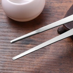 2pcs Stainless Steel Straight and Curved Nippers Tweezers Feeding Tongs