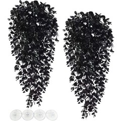 Hamiledyi Reptile Plants, 2 Pack Hanging Terrarium 2 PCS, Black