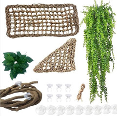 Bearded Dragon Hammock,Reptile Lounger Lizard Natural Seagrass Habitat Decor Rep