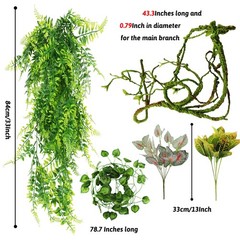 Reptile Plants, Terrarium Hanging Plant Vines Artificial Leaves Reptile Hide,…