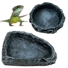 2 Pack Reptile Feeding Dish Corner Bowl, 1 Round Bowl and 1