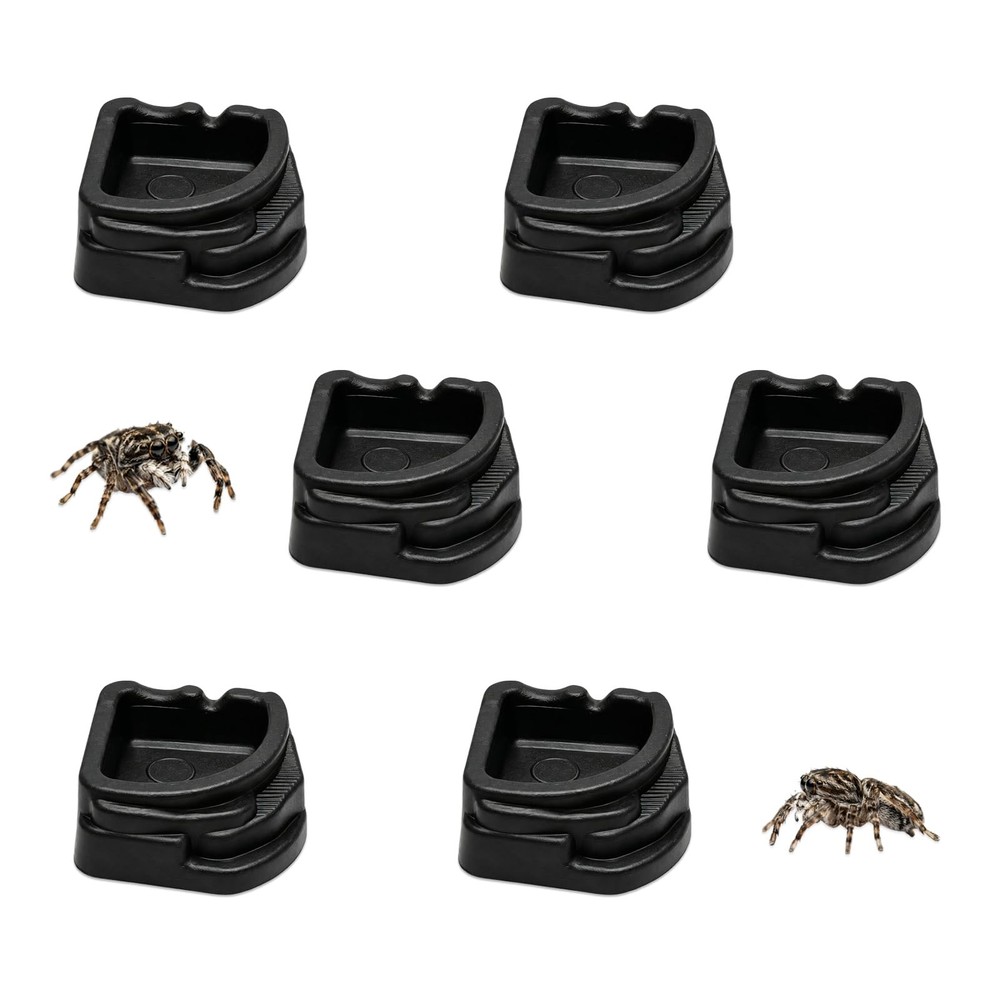 6 Pack Black Spider Micro Water Bowls Mini Resin Dish Set