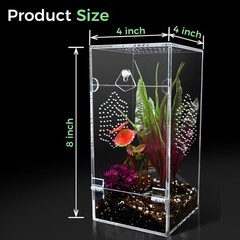 Acrylic Jumping Spider Enclosure, Secure Front Opening Door, 4x4x8 inch, Vent…