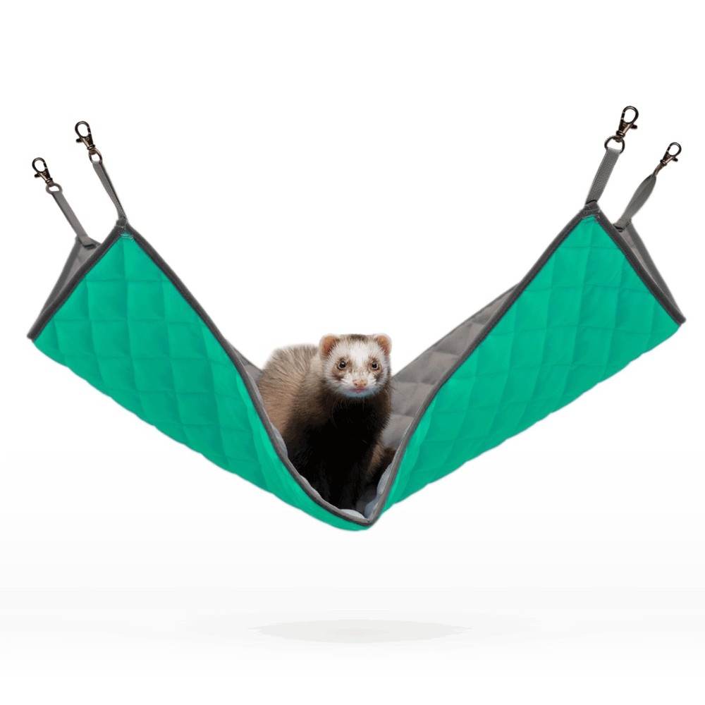 Hanging Fleece Hammock for Small Animals, Gray/Green