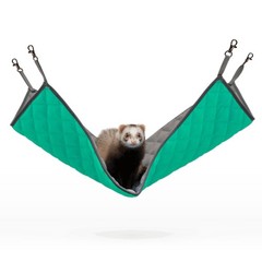 Hanging Fleece Hammock for Small Animals, Gray/Green