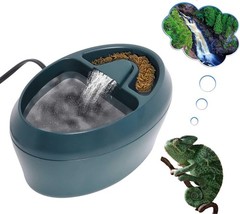 Reptile Waterfall Fountain & Feeder – 700ml Automatic Water Dispenser in Green