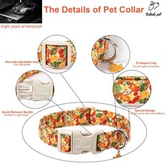 Fall Dog Collar Cute Autumn Leaves Puppy Collar – Light Comfortable Adjustabl…