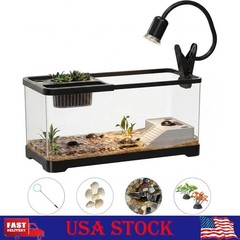 7pcs Acrylic Turtle Tank Starter Kit, 2.7Gal Turtle Aquarium w/ Basking Platform