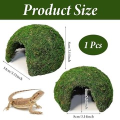 Moss-Covered Reptile Hideout Cave – Half Round Shelter for Lizards, Snakes & Fro