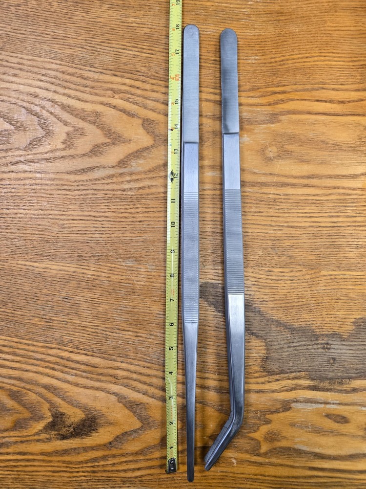 18″ 2PCS Straight and Curved Nippers Tweezers Feeding Tongs for Reptile Snakes
