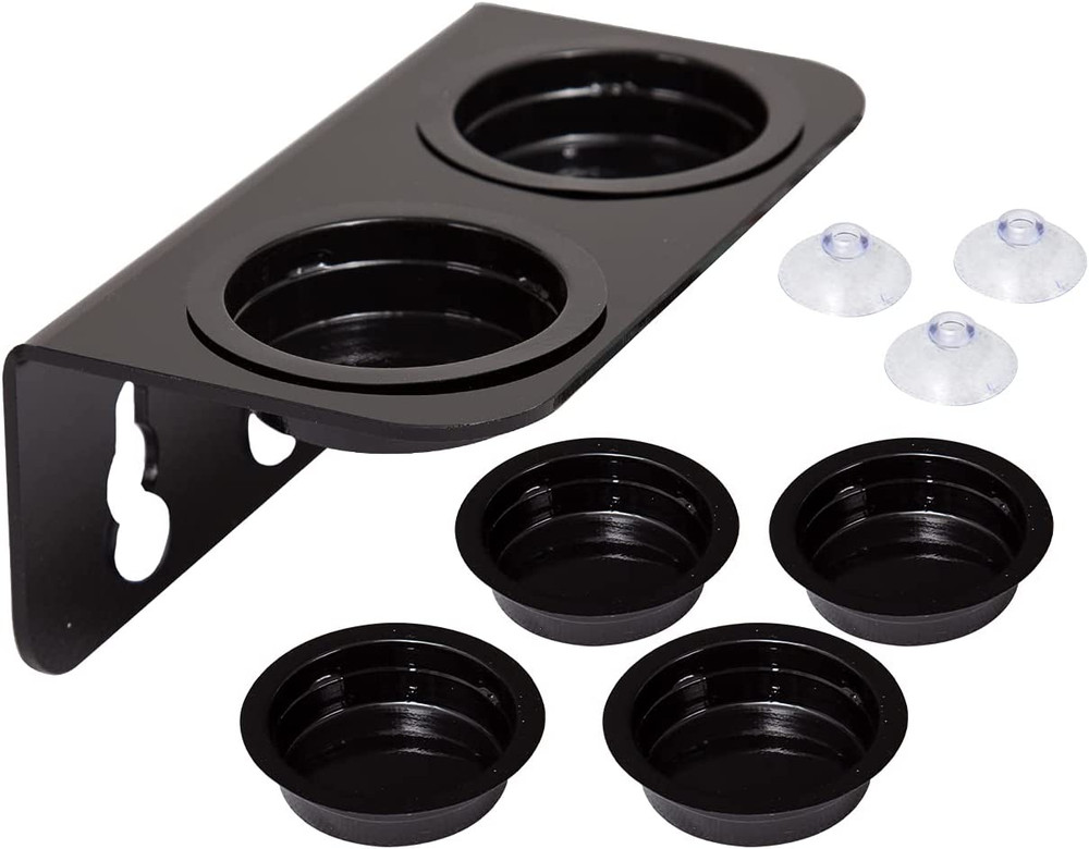 REPTI ZOO Reptile Water Bowl Double Grid Gecko Food Dish Feeder Detachable Sucti