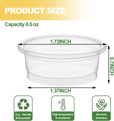 0.5Oz Crested Gecko Food and Water Feeding Cups, Reptile Feeder Bowls, Plastic R