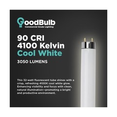 GoodBulb 25 Pack F32T8/841/ECO 32W 48 Inch T8 Fluorescent Light Bulb 4100K Co…