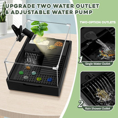 Small Turtle Tank Kit+Water Pump+Lamp, Acrylic Turtle Tank Starter Kit with Adju