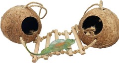 Gecko Coconut Shell Hut Reptile Hideout Home Nesting House Natural Habitat Decor