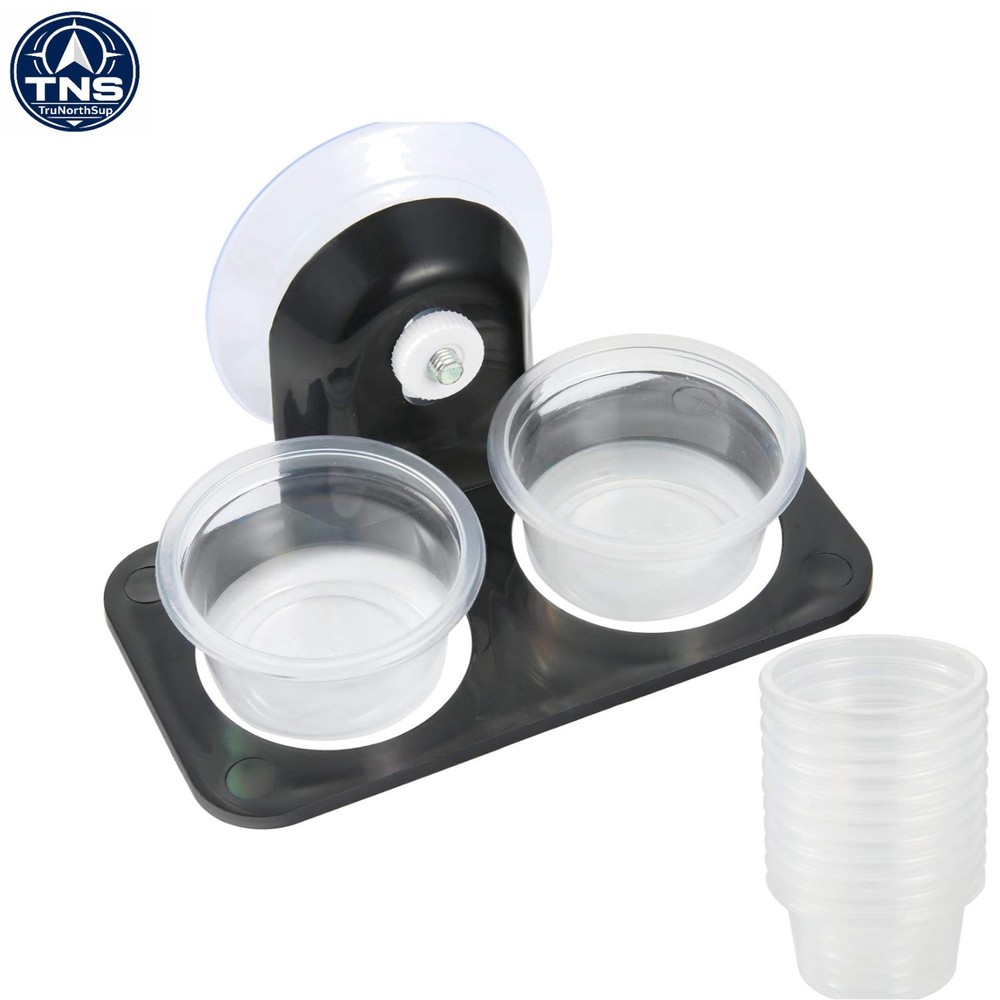 Gecko Feeder Ledge Acrylic Suction Cup with 20 1 oz Plastic Bowls Reptile Foo…