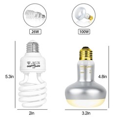 Reptile Heat Lamp Combo Pack with Dual Reptile Light Fixture, 100W Intense Ba…