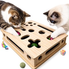 Cat Scratch Puzzle Enrichment Box, Interactive Wooden Cat Nail File Box for A…