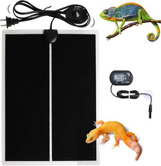 MQ Reptile Terrarium Heat Pad with LCD Digital Aquarium Thermometer, 6 X 11In Po
