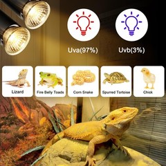 4-Pack 50W UVA UVB Bulbs, Fit E26 Heat Reptile Lamp, Light Turtle Heat Lamp for
