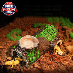 Pet Reptile Caves Hideout with Food Dish Bowl, Terrarium Ornament Habitat Shelte