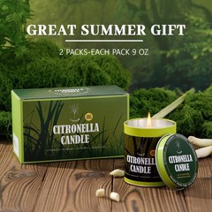 Citronella Candles Outdoor Set, 2 Pack Jar Candle for Patio Camping Backyard …
